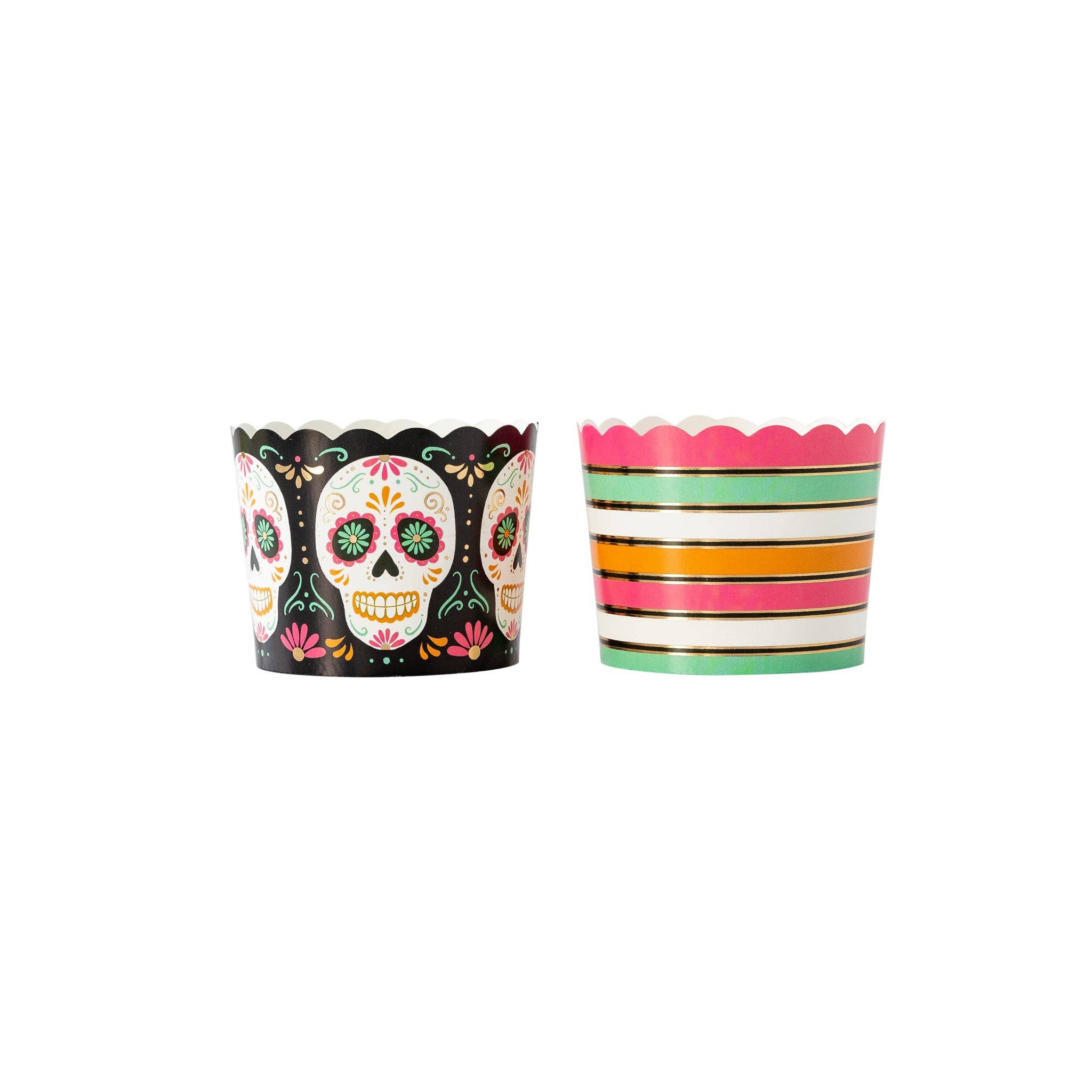 Gold Foil Sugar Skull Food Cups (50 pcs)
