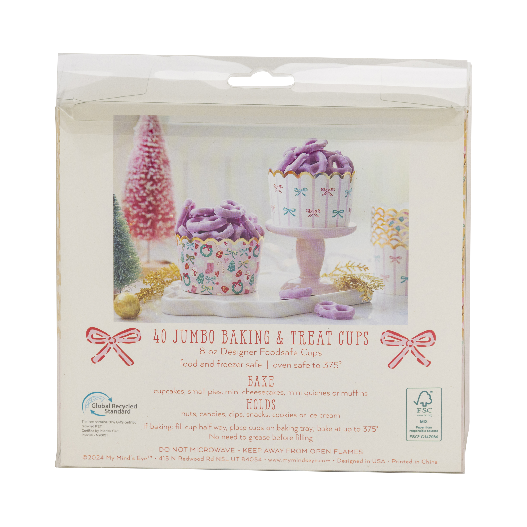 Foiled JUMBO Bows/Icons 8 oz Baking Cups (40 ct)