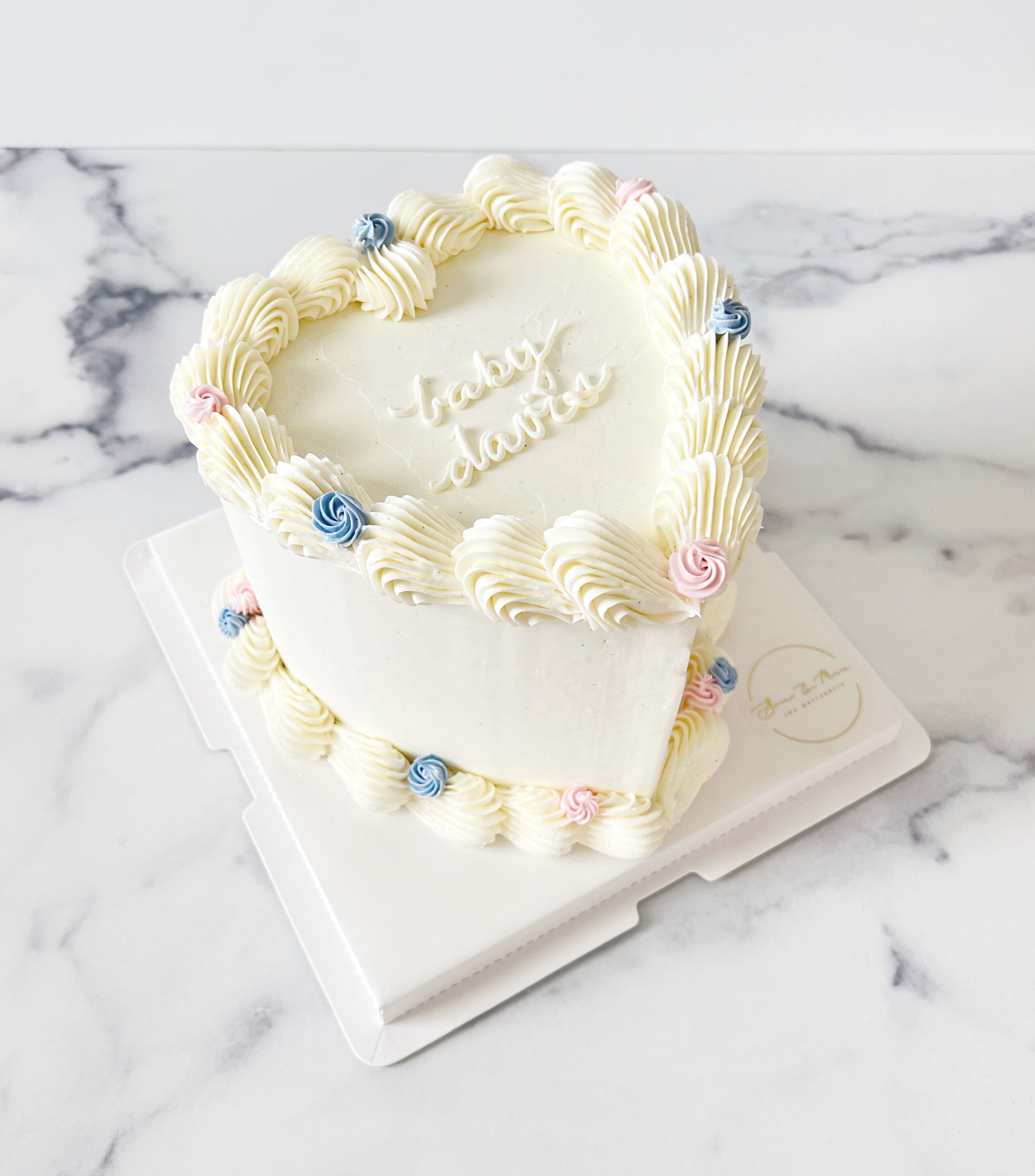 Gender Reveal Heart Cake