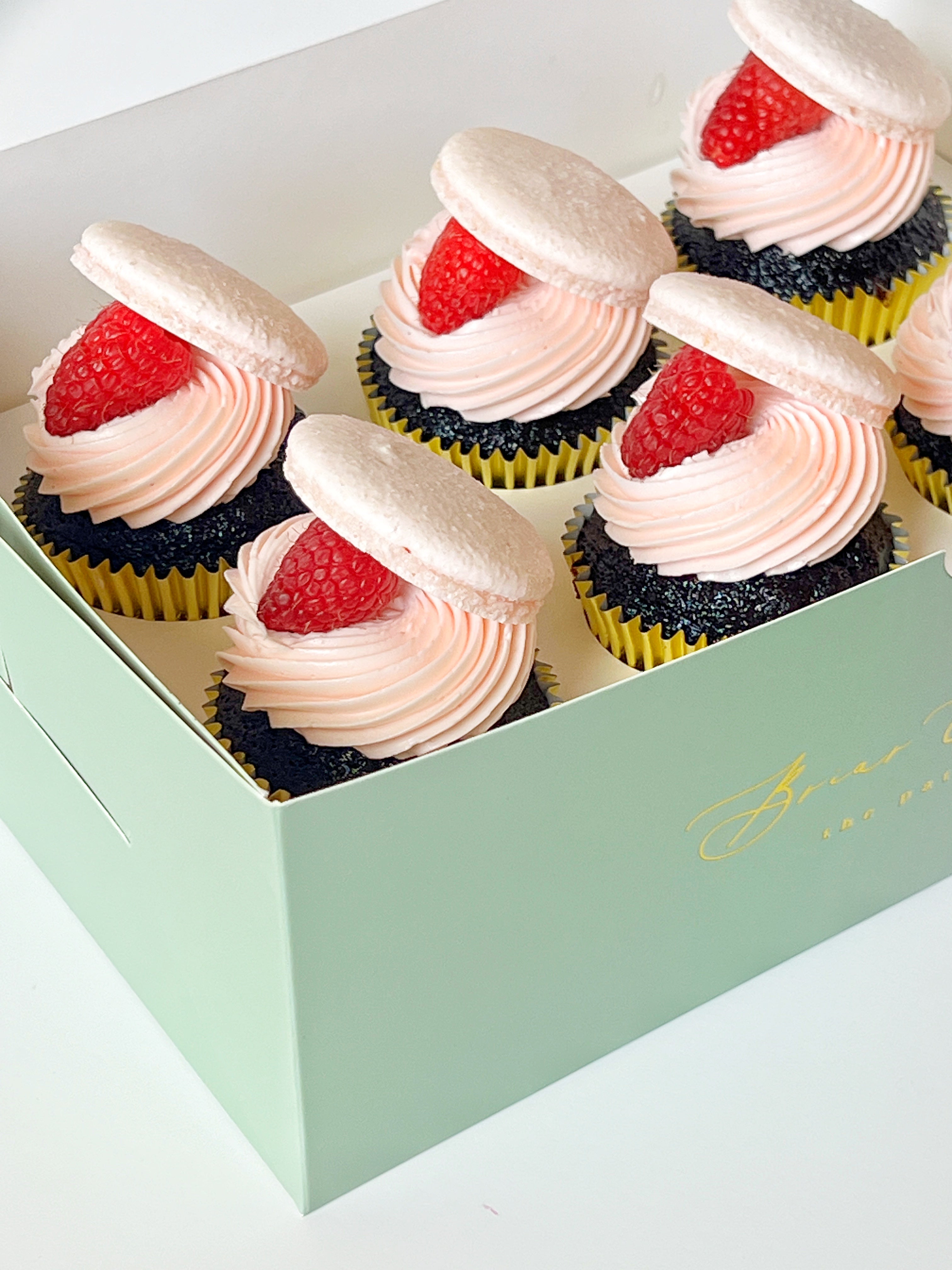 Chocolate Raspberry Macaron Cupcakes