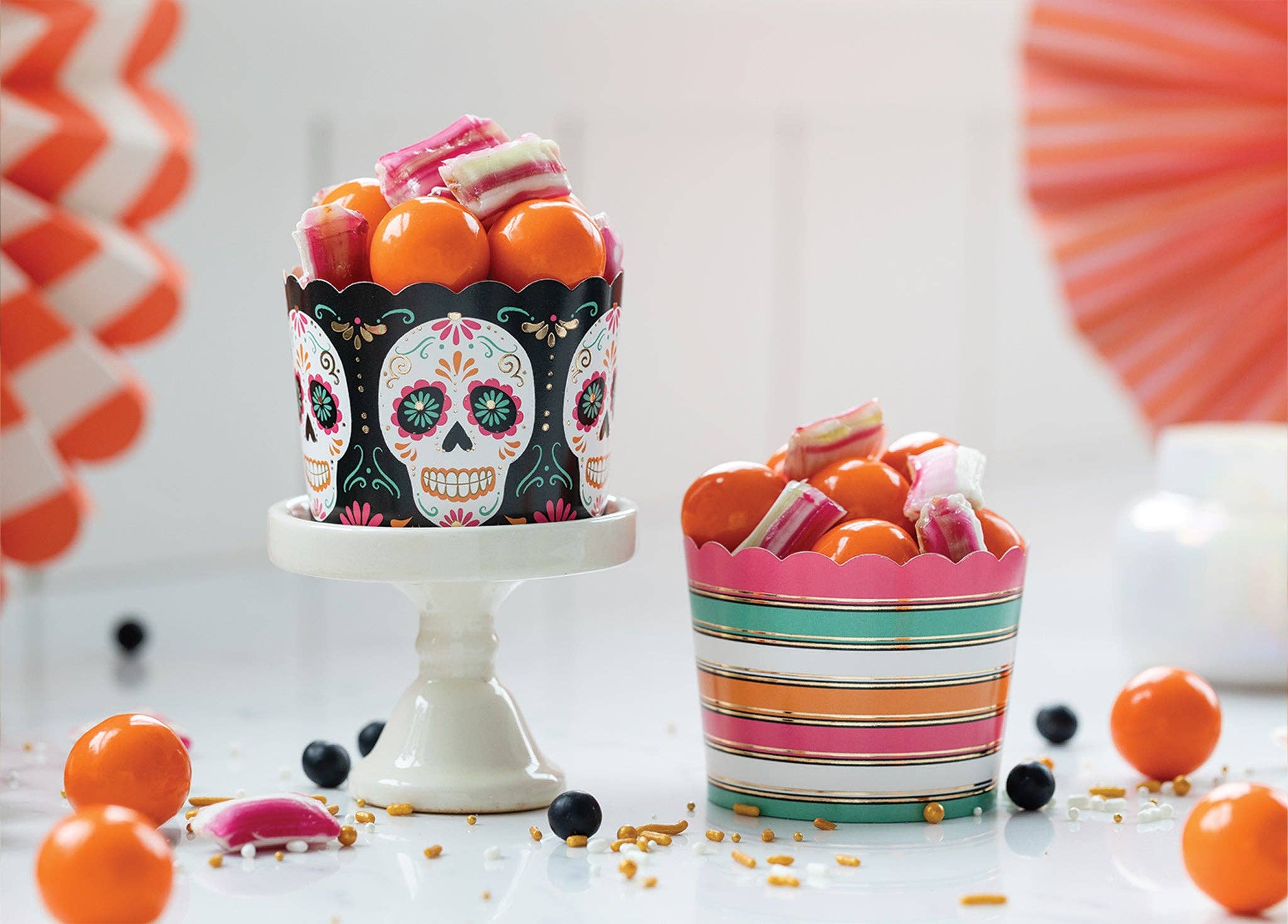 Gold Foil Sugar Skull Food Cups (50 pcs)